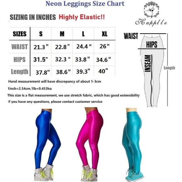 Women's Fashion Neon Stretch Skinny Shiny Spandex Leggings Pants - Picture 7 of 8